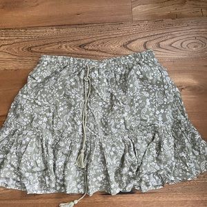 Sage green summer skirt with draw string waist